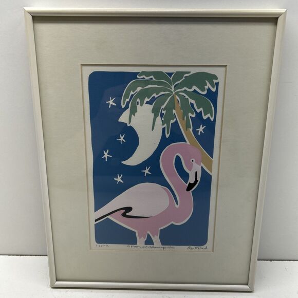 Suzi McLeod Other - VTG Suzi McLeod Signed 11X14 Limited Edition Serigraph Moon Over Flamingo 2/100
